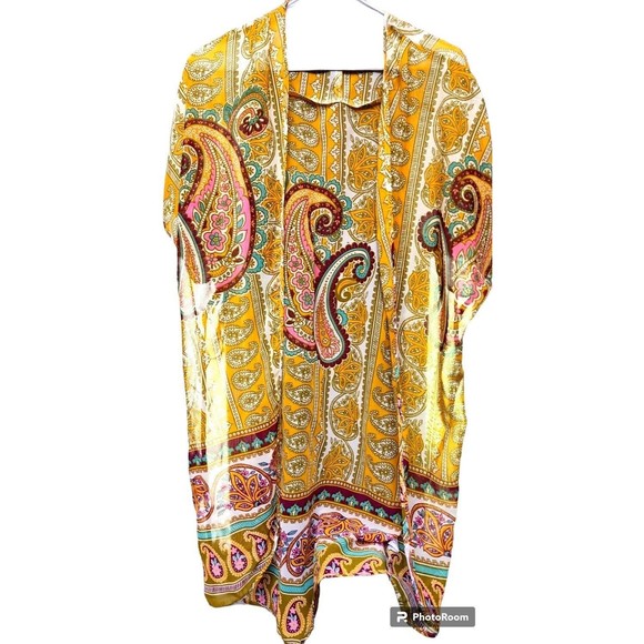 Live 4 Truth Tops - Live 4 Truth Open Front Long Coverup Boho Hippie Ethnic Glam Size L Colorful